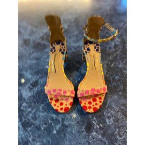 Salvatore Ferragamo Edgardo Osorio Connie Polka-Dot Cork Mid-Heel